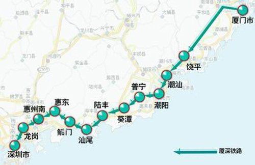 厦深铁路路线图是什么？